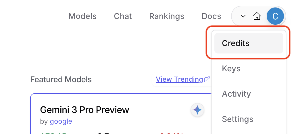 クレジット管理を選択