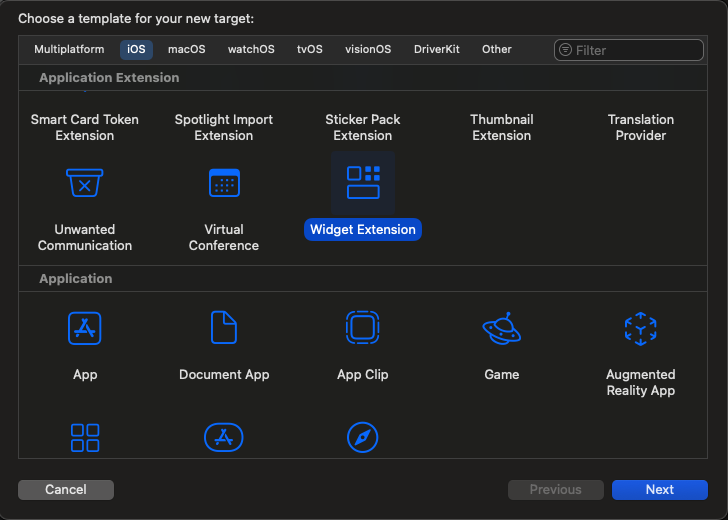 「Widget Extension」を選択