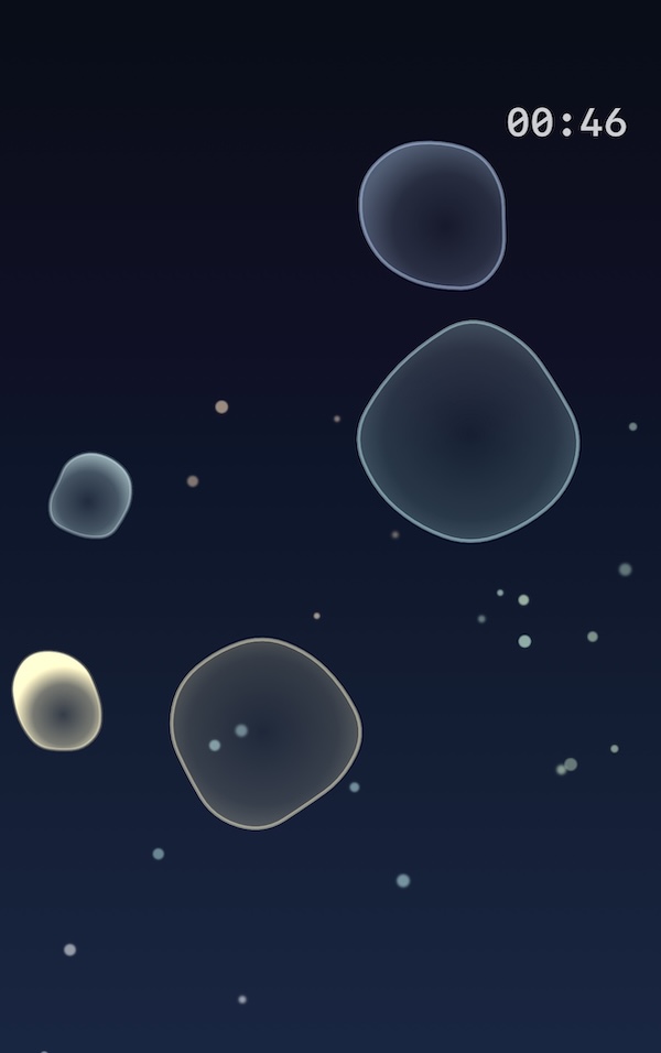 Time Attackモードを表現した、雫と粒子が漂い制限時間が表示されたイラスト