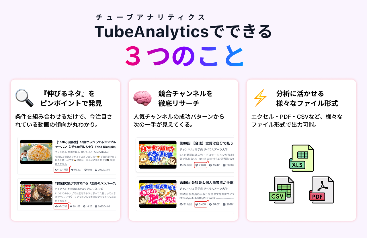TubeAnalyticsでできる３つのこと