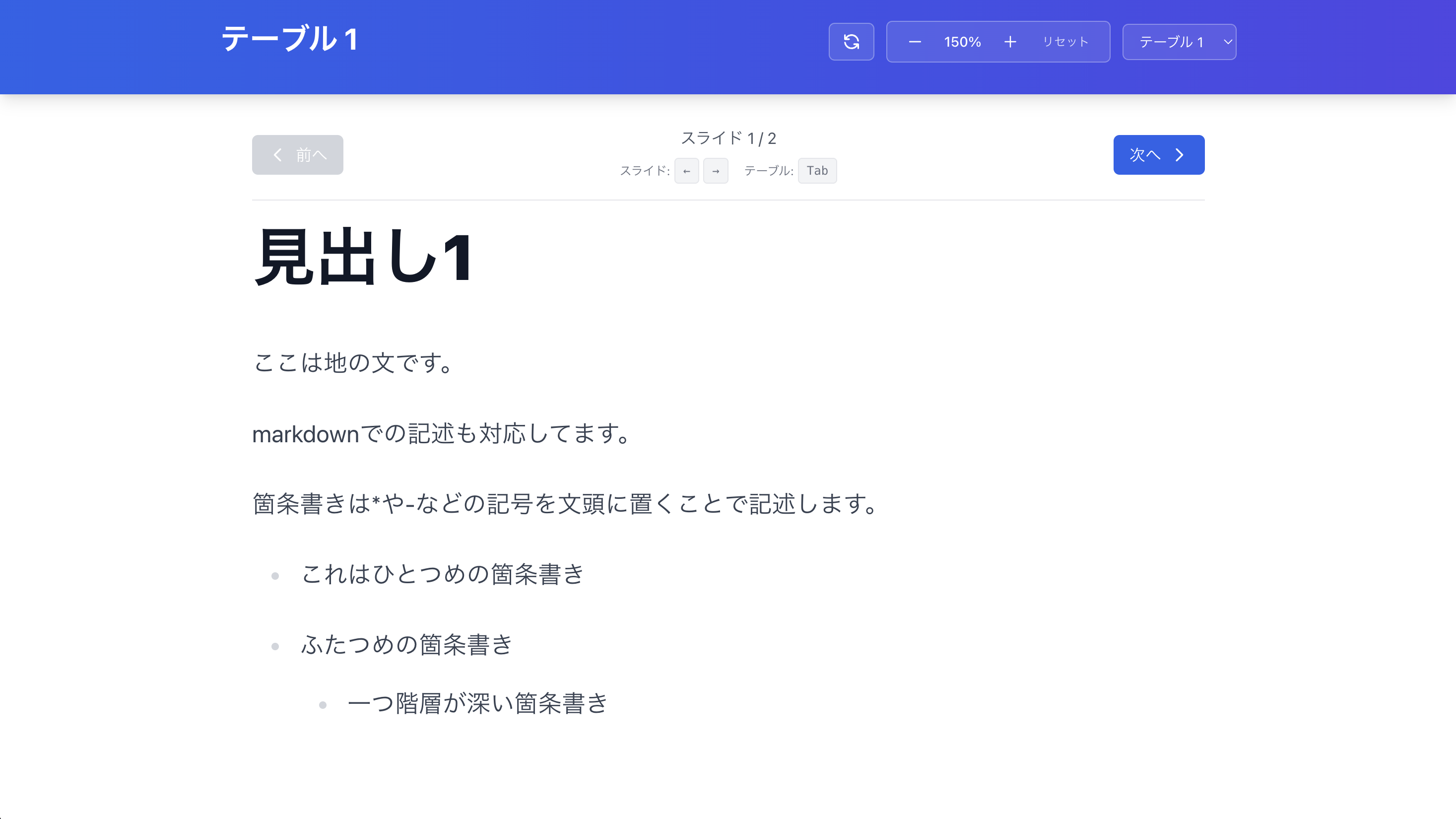 プレゼンテーションモードスライド