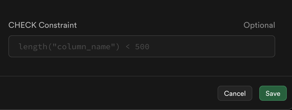 SupabaseのConstraints → CHECK Constraint